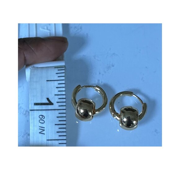 Gold-Plated Hoop Earrings With Detachable Bead Ball Everyday Mini Earrings - Picture 4 of 5